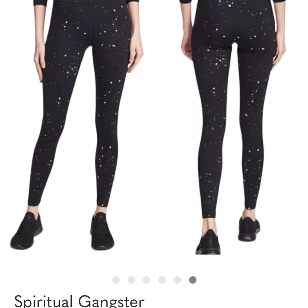 NWOT Spiritual Gangster Black With White Splatter Leggings Womens Size Medium